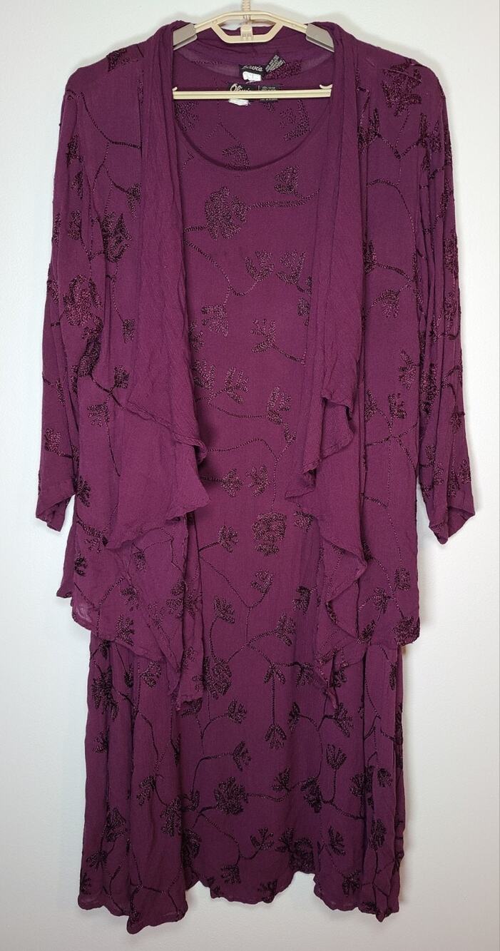 Vintage 2pc Maxi Dress & Cardigan Fairy 90s Whimsigoth Boho Plus 2X 18/20 Rayon